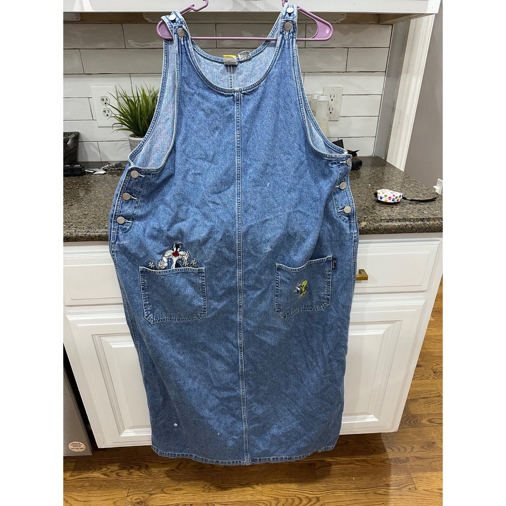 vtg looney tunes ling denim jumper women's‎ 18